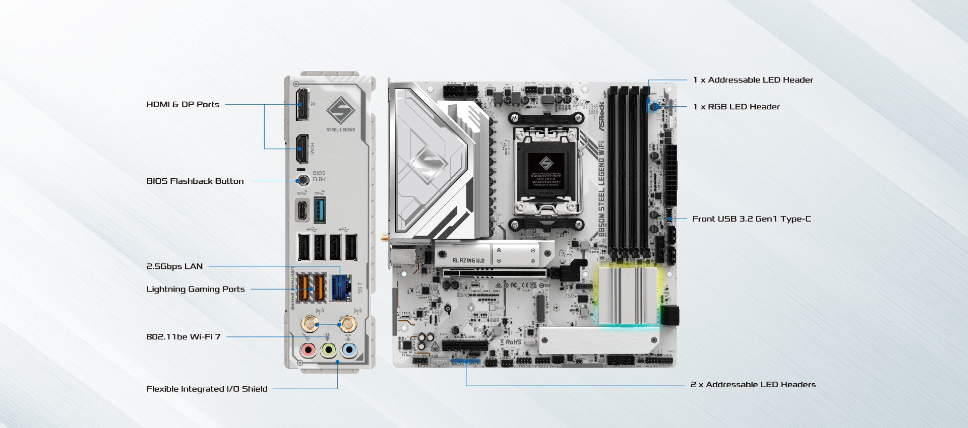 ASRock B850M STEEL LEGEND WIFI AM5 Micro ATX Motherboard - Newegg.com